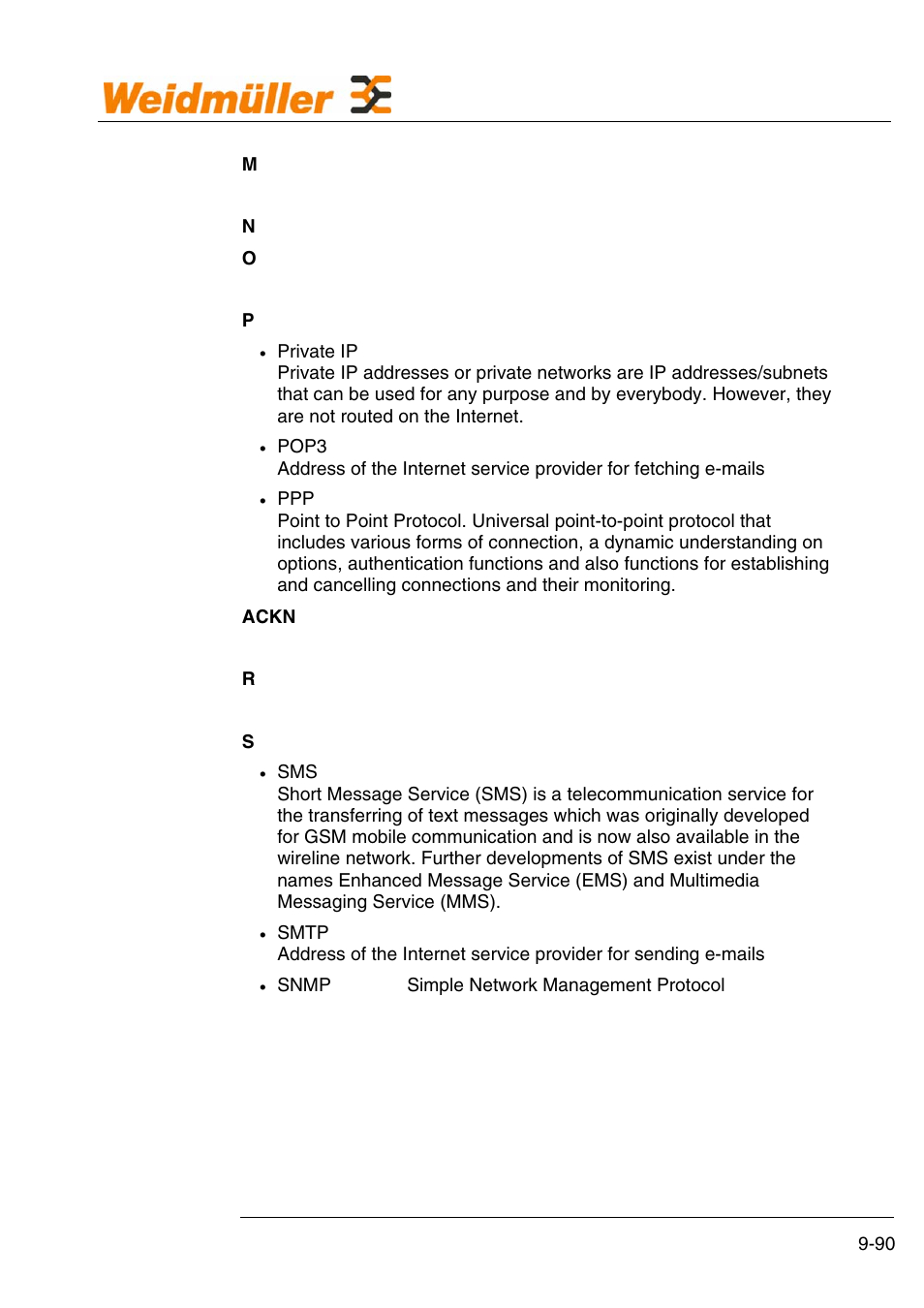 Glossary | Weidmuller GPRS Alarm Unit User Manual | Page 92 / 94