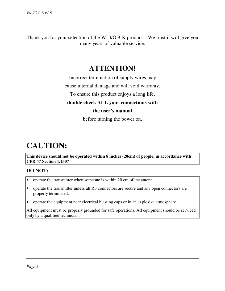 Caution, Attention | Weidmuller WI-I/O 9-K: Wireless I/O Transmitter v1.9 User Manual | Page 2 / 53