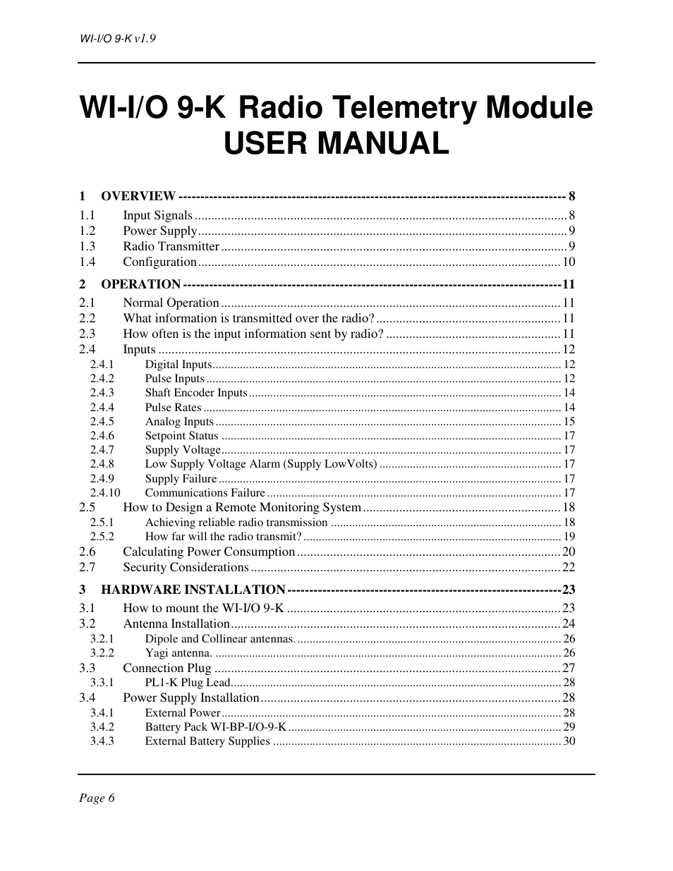 Wi-i/o 9-k, Radio telemetry module user manual | Weidmuller WI-I/O 9-K: Wireless I/O Transmitter v1.9 User Manual | Page 6 / 53