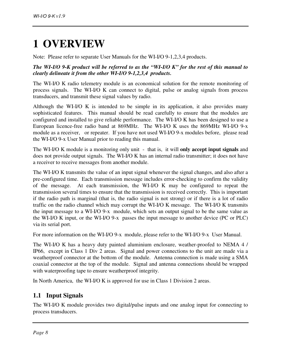 1 overview | Weidmuller WI-I/O 9-K: Wireless I/O Transmitter v1.9 User Manual | Page 8 / 53