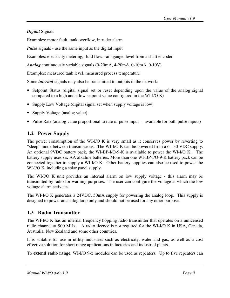 Weidmuller WI-I/O 9-K: Wireless I/O Transmitter v1.9 User Manual | Page 9 / 53