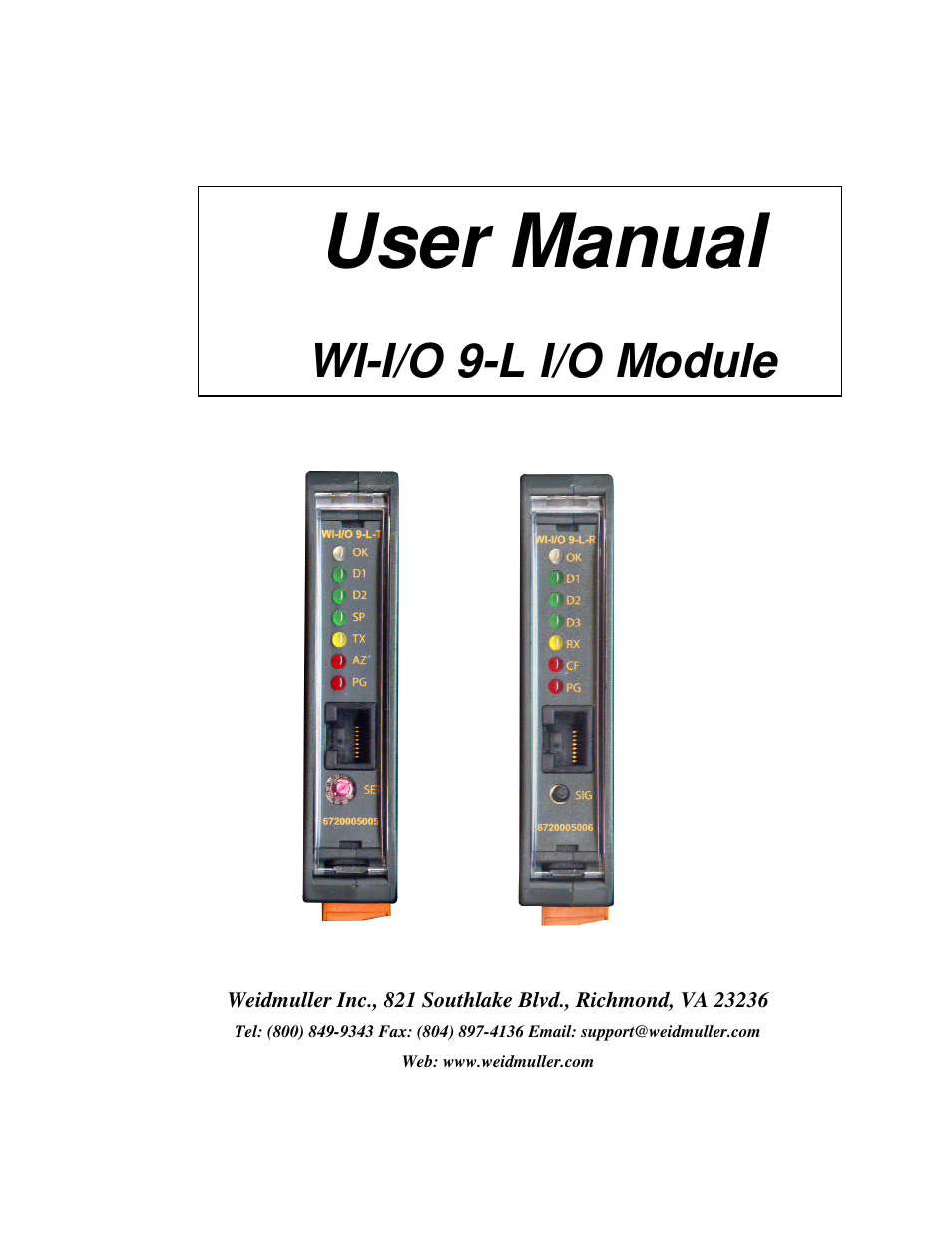 Weidmuller WI-I/O 9-L: Wireless I/O Transmitter / Receiver v1.3 User Manual | 108 pages