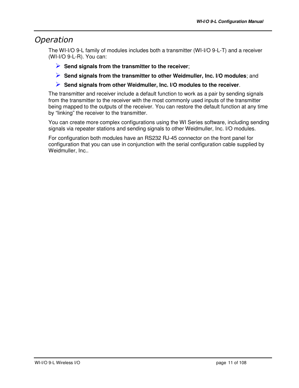 Weidmuller WI-I/O 9-L: Wireless I/O Transmitter / Receiver v1.3 User Manual | Page 11 / 108