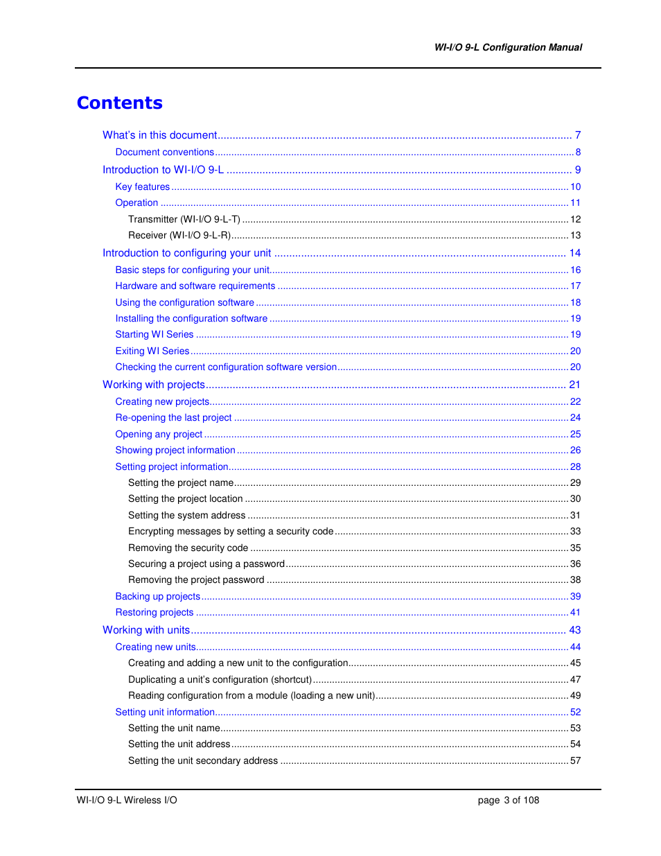 Weidmuller WI-I/O 9-L: Wireless I/O Transmitter / Receiver v1.3 User Manual | Page 3 / 108