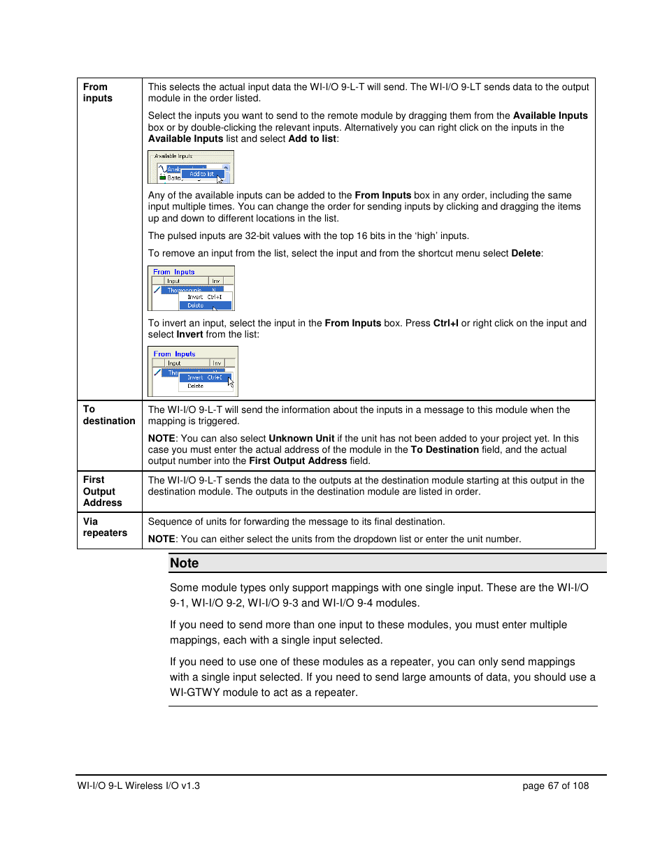 Weidmuller WI-I/O 9-L: Wireless I/O Transmitter / Receiver v1.3 User Manual | Page 67 / 108