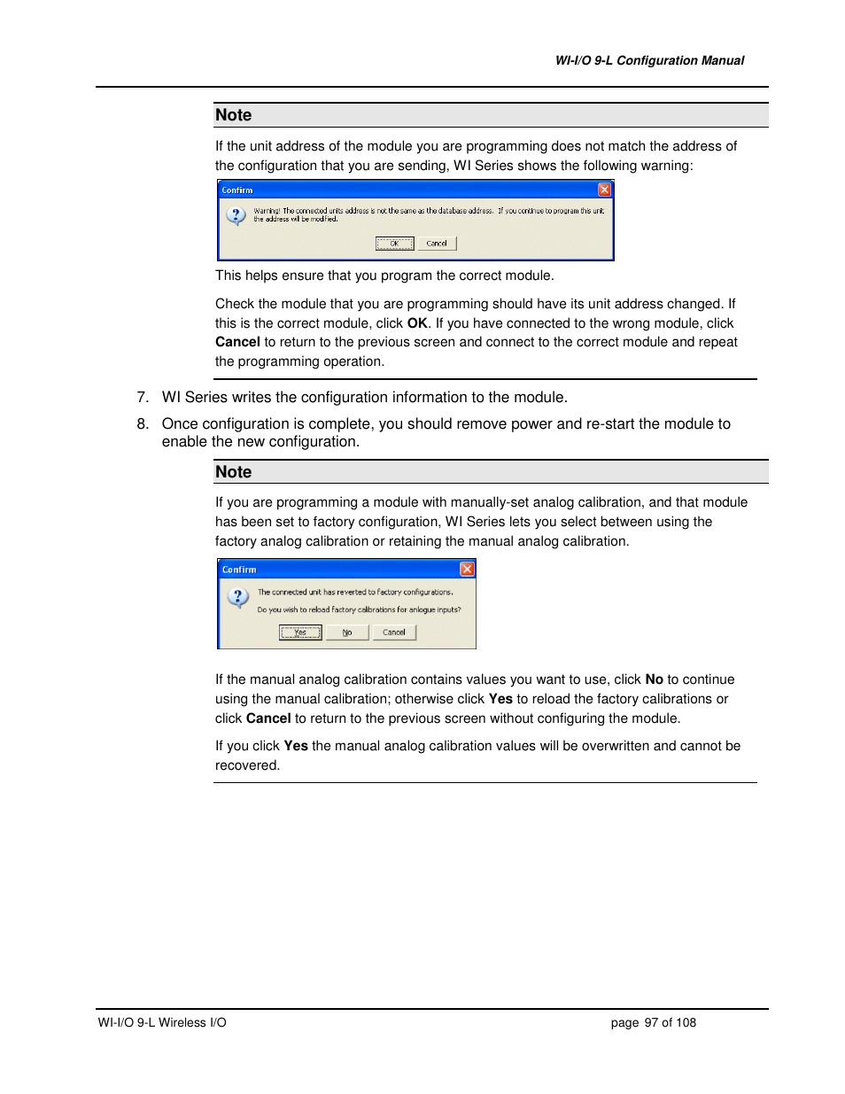 Weidmuller WI-I/O 9-L: Wireless I/O Transmitter / Receiver v1.3 User Manual | Page 97 / 108