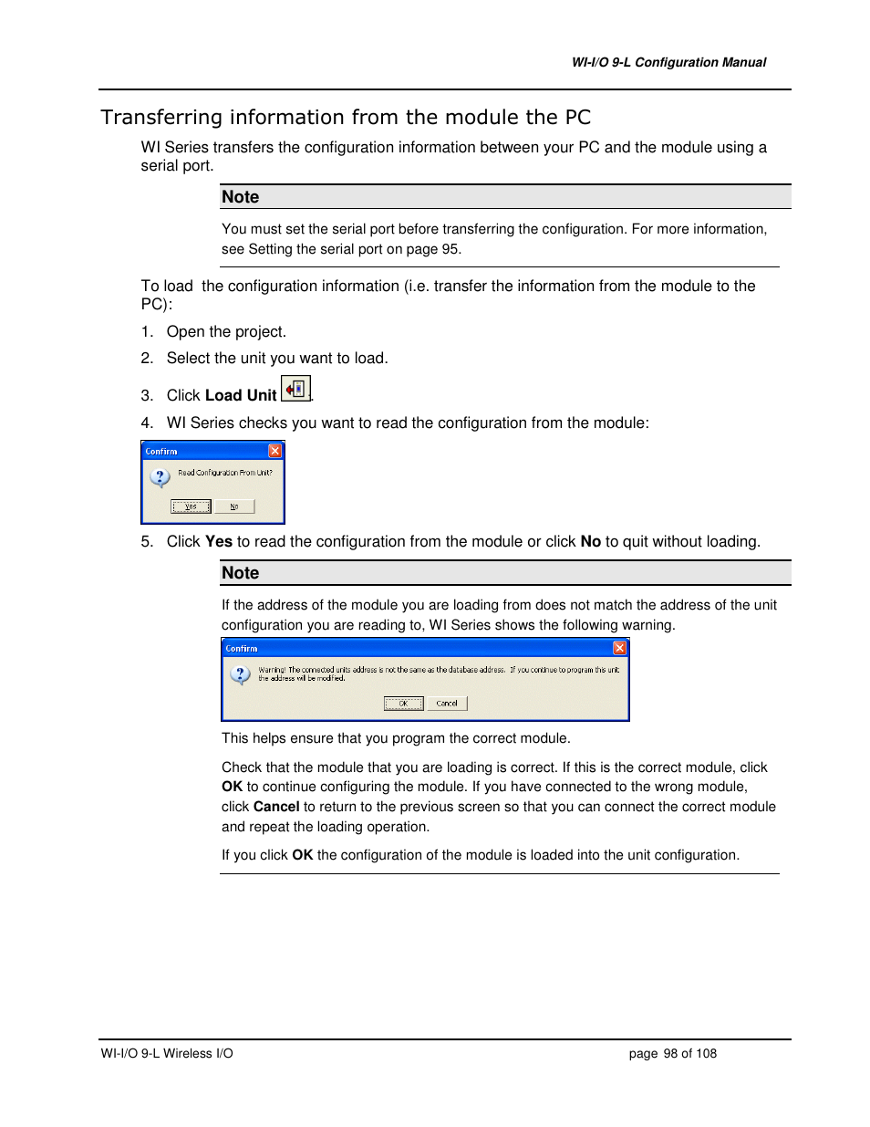 Weidmuller WI-I/O 9-L: Wireless I/O Transmitter / Receiver v1.3 User Manual | Page 98 / 108