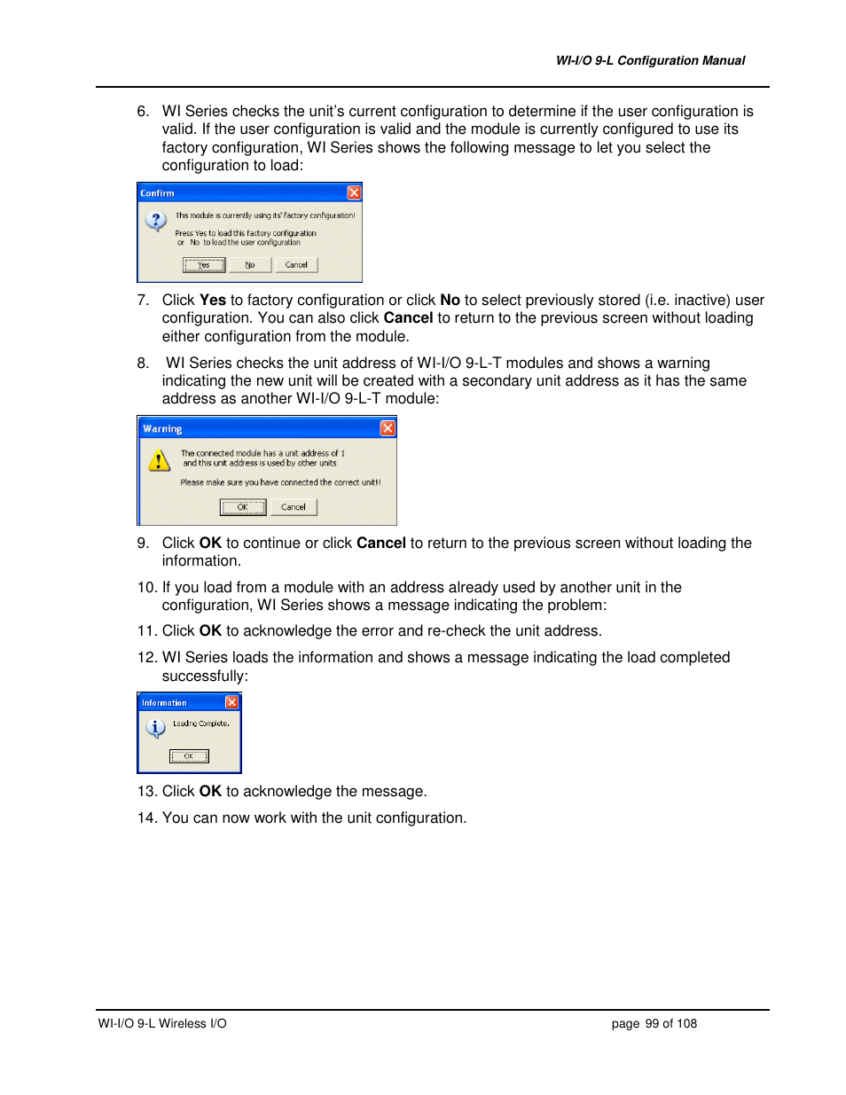 Weidmuller WI-I/O 9-L: Wireless I/O Transmitter / Receiver v1.3 User Manual | Page 99 / 108