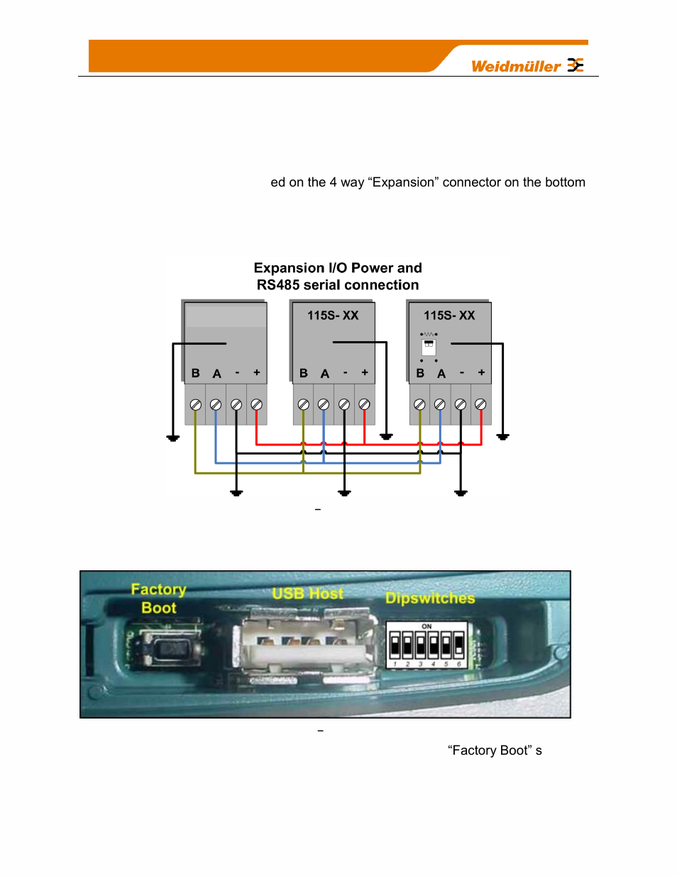 Rs-485 port with modbus support, 2 side access configuration panel, Figure 10 | Rs485 connections, Figure 11, Side access panel | Weidmuller WI-I/O-9-U2: Wireless Mesh I/O & Gateway User Manual V1.2.2 User Manual | Page 28 / 126