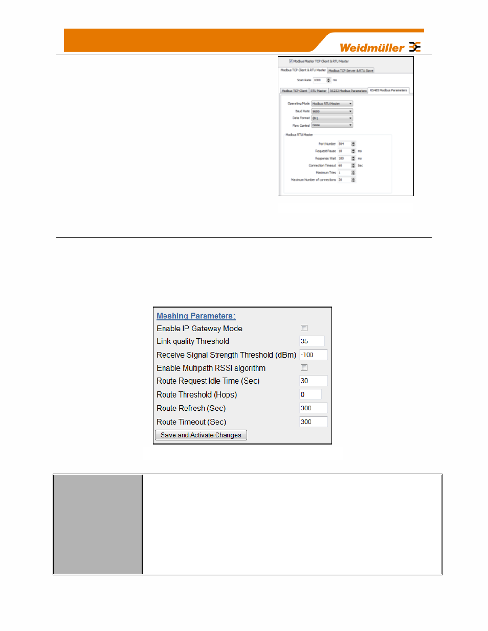 Rs232/rs485 modbus parameters, 4 web based configuration, 1 mesh | Weidmuller WI-I/O-9-U2: Wireless Mesh I/O & Gateway User Manual V1.2.2 User Manual | Page 77 / 126