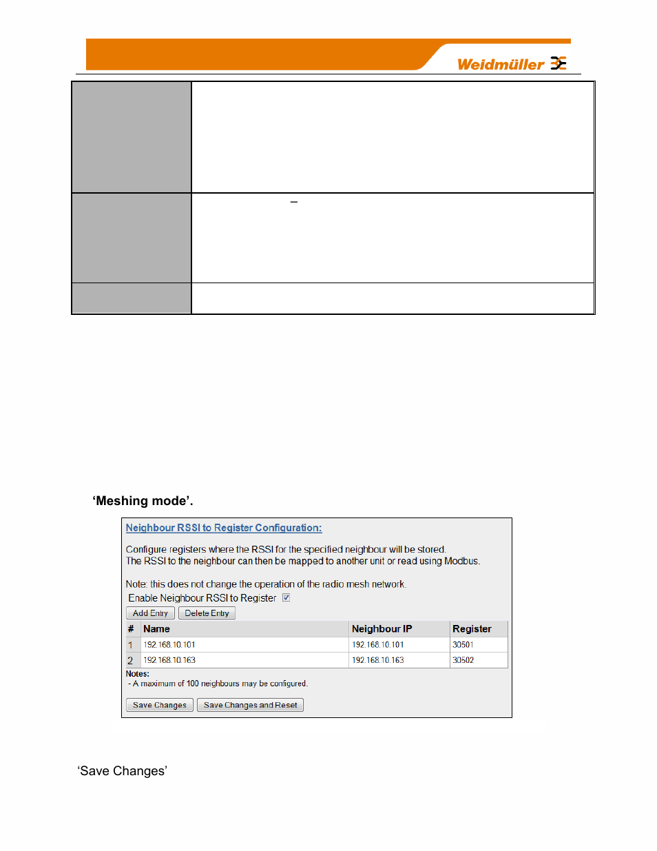 2 neighbour rssi configuration | Weidmuller WI-I/O-9-U2: Wireless Mesh I/O & Gateway User Manual V1.2.2 User Manual | Page 79 / 126