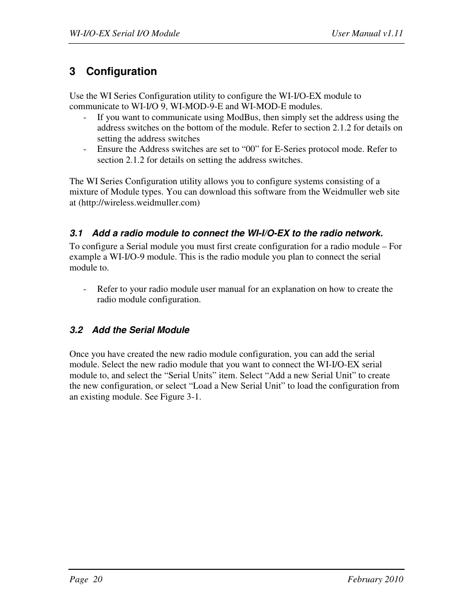 Weidmuller WI-I/O-EX: Wireless I/O Expansion Modules v1.11 User Manual | Page 20 / 55