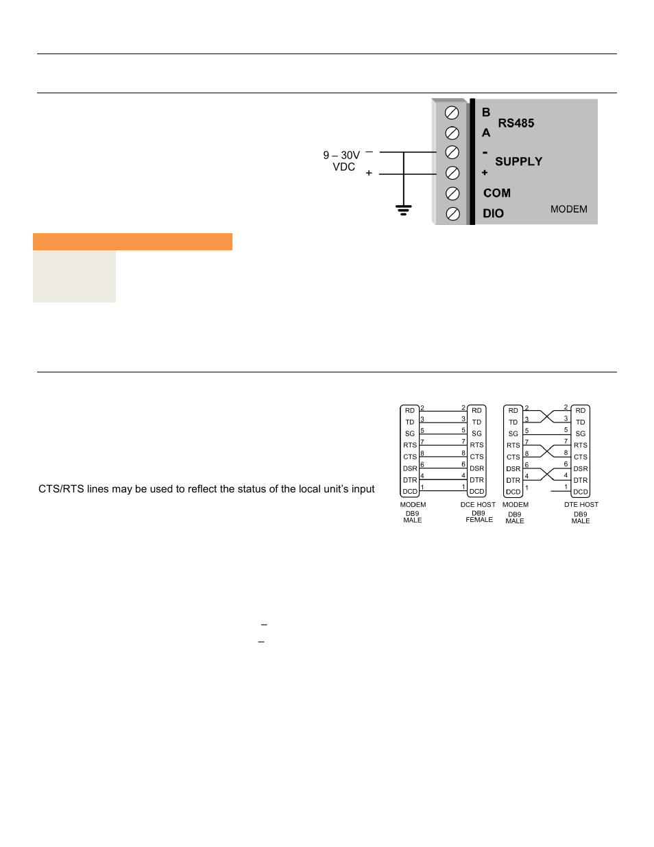 Ower, Upply, Erial | Onnections, Rs232 serial port, Db9 connector pin outs, 2 - power supply, 3 - serial connections | Weidmuller WI-MOD-945-E: 900Mhz Wireless Ethernet & Device Server v2.16 User Manual | Page 17 / 114