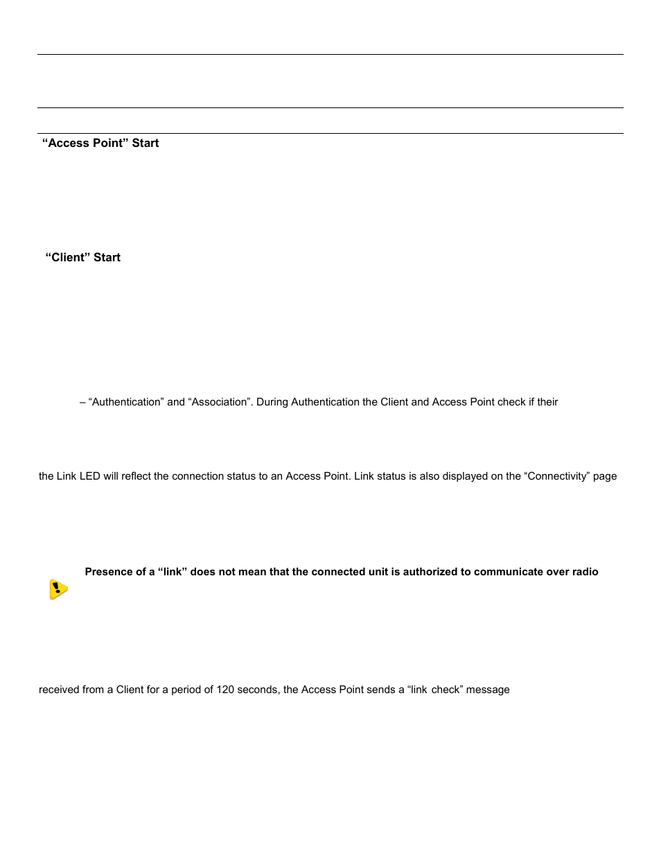 Chapter 3 - operation, Tart, Access point” start-up | Client” start-up, Link establishment, How a link connection is lost, Roaming clients, N 3.0, Start-up, 0 - start-up | Weidmuller WI-MOD-945-E: 900Mhz Wireless Ethernet & Device Server v2.16 User Manual | Page 20 / 114