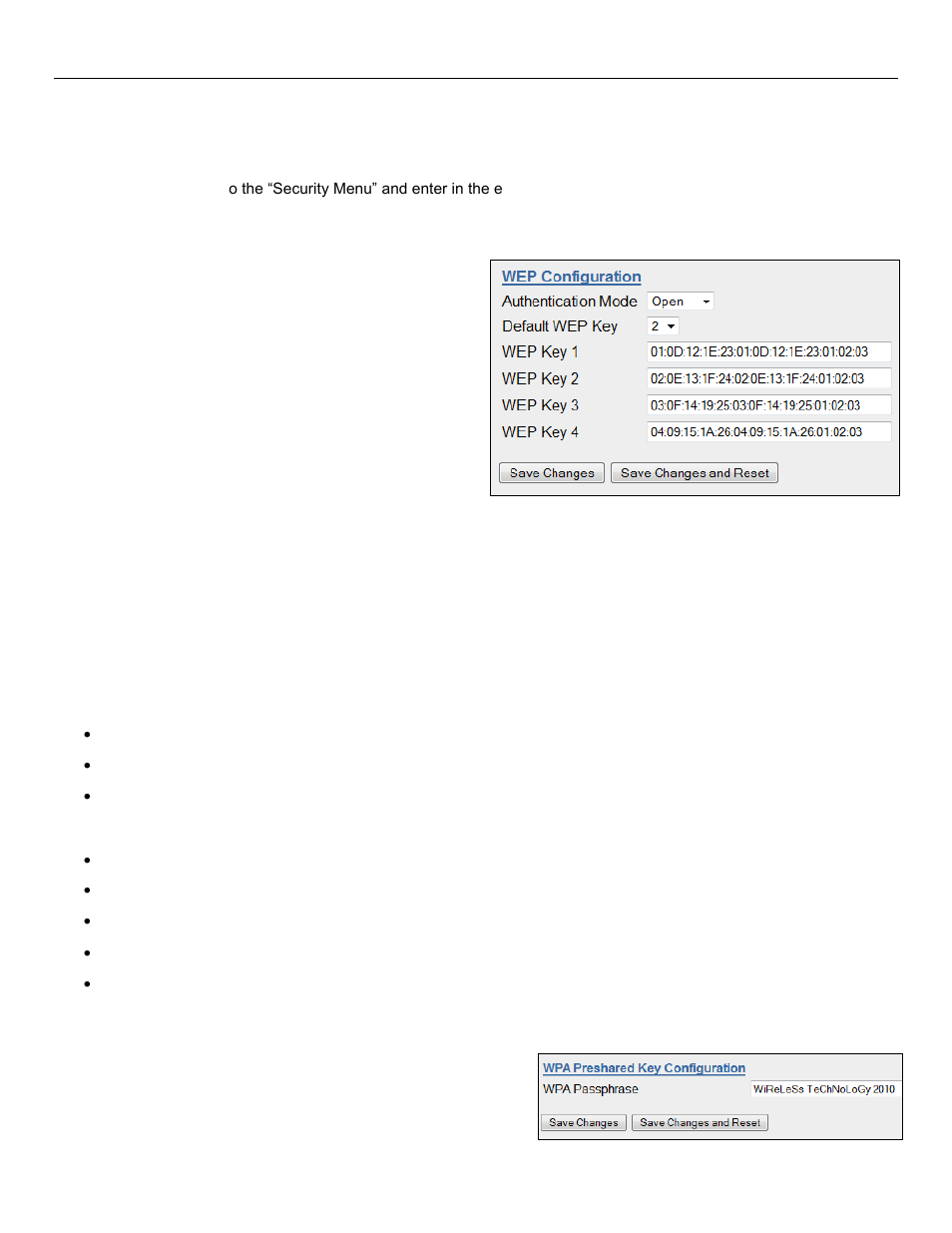 Wep (64 bit) & (128 bit), Encryption keys 1 to 4, Default wep key | Wep open authentication mode, Wep shares authentication mode, Wpa / wpa2 | Weidmuller WI-MOD-945-E: 900Mhz Wireless Ethernet & Device Server v2.16 User Manual | Page 34 / 114