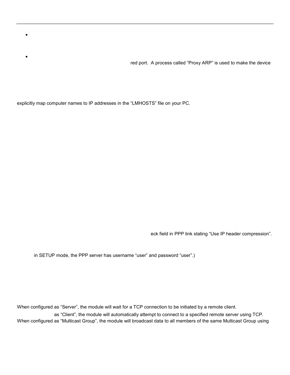 Serial gateway (server/client/multicast) | Weidmuller WI-MOD-945-E: 900Mhz Wireless Ethernet & Device Server v2.16 User Manual | Page 41 / 114