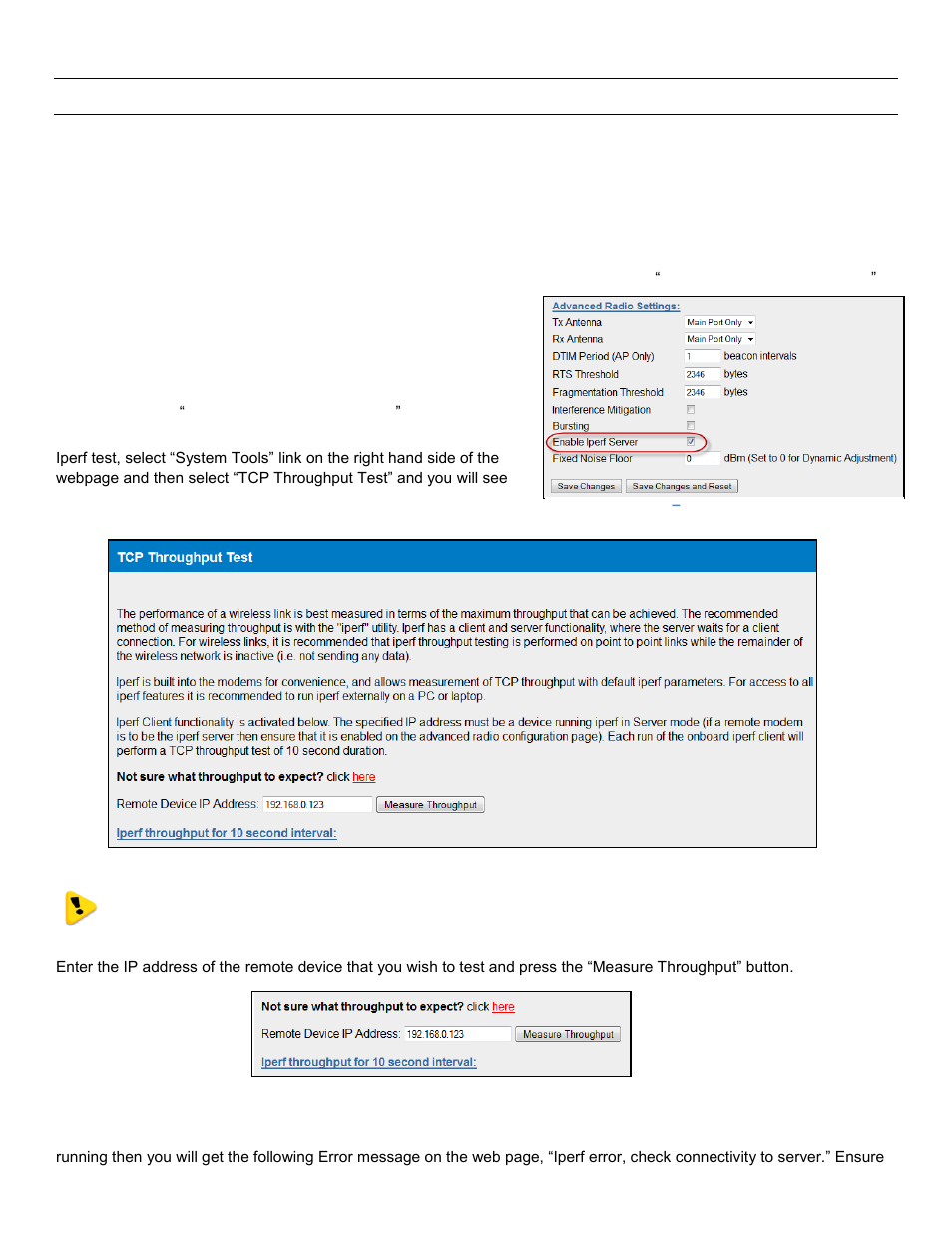 Hroughput, Internal throughput test, Throughput test | 4 - throughput test | Weidmuller WI-MOD-945-E: 900Mhz Wireless Ethernet & Device Server v2.16 User Manual | Page 85 / 114