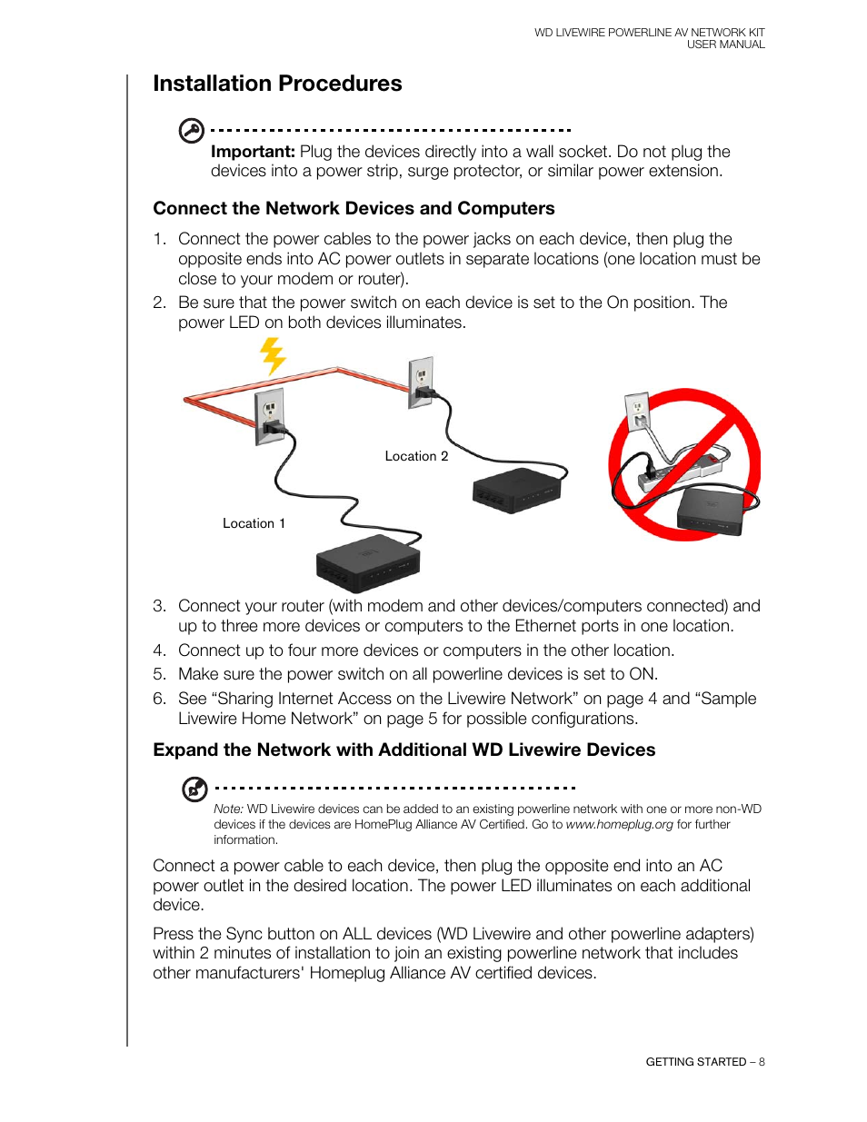 Installation procedures | Western Digital WD Livewire Powerline AV Network Kit User Manual User Manual | Page 11 / 26