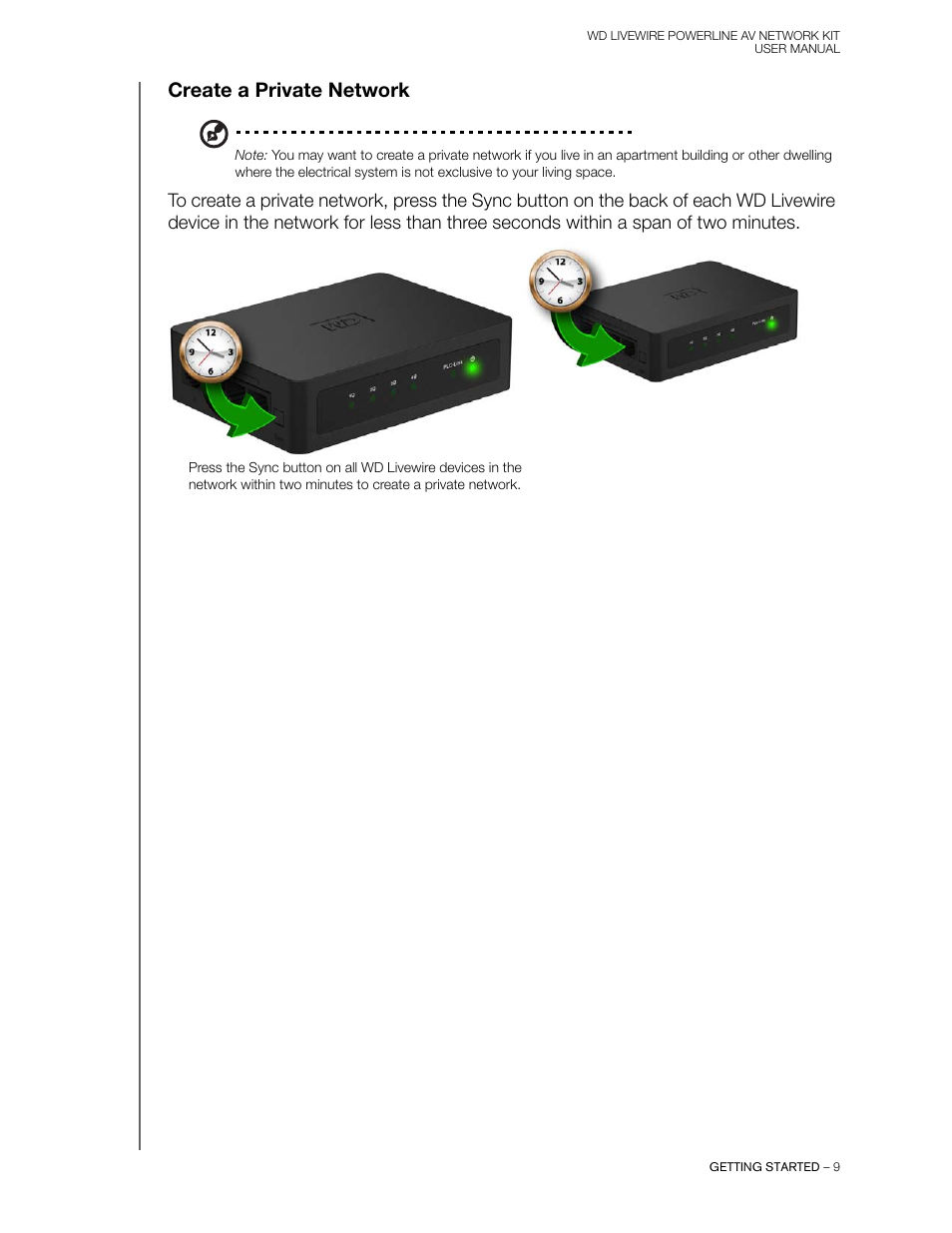 Create a private network | Western Digital WD Livewire Powerline AV Network Kit User Manual User Manual | Page 12 / 26