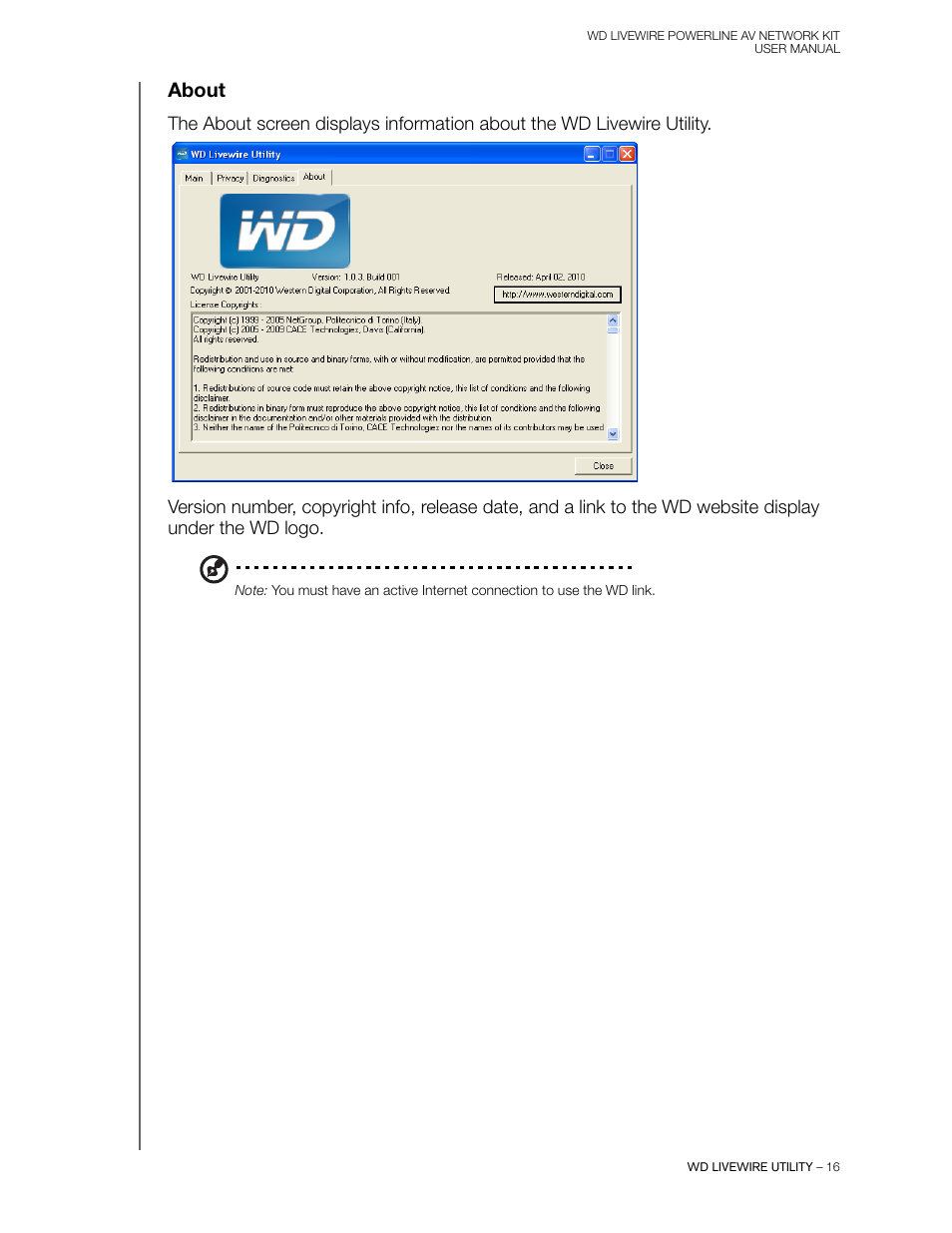 About | Western Digital WD Livewire Powerline AV Network Kit User Manual User Manual | Page 19 / 26