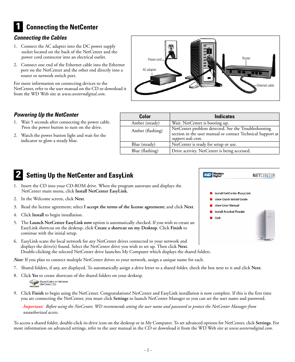 Western Digital WD NetCenter Quick Install Guide User Manual | Page 2 / 4