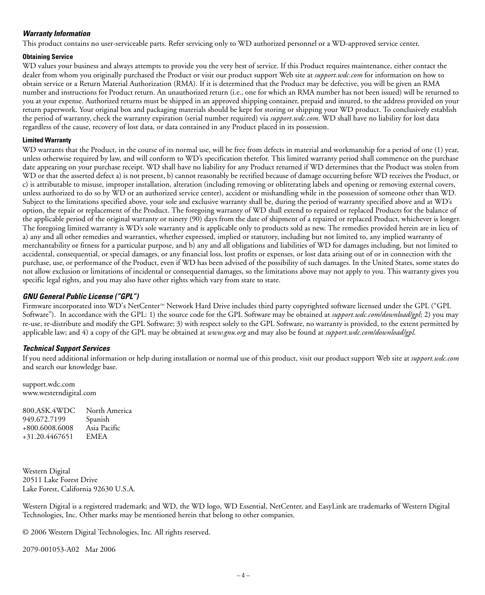 Western Digital WD NetCenter Quick Install Guide User Manual | Page 4 / 4