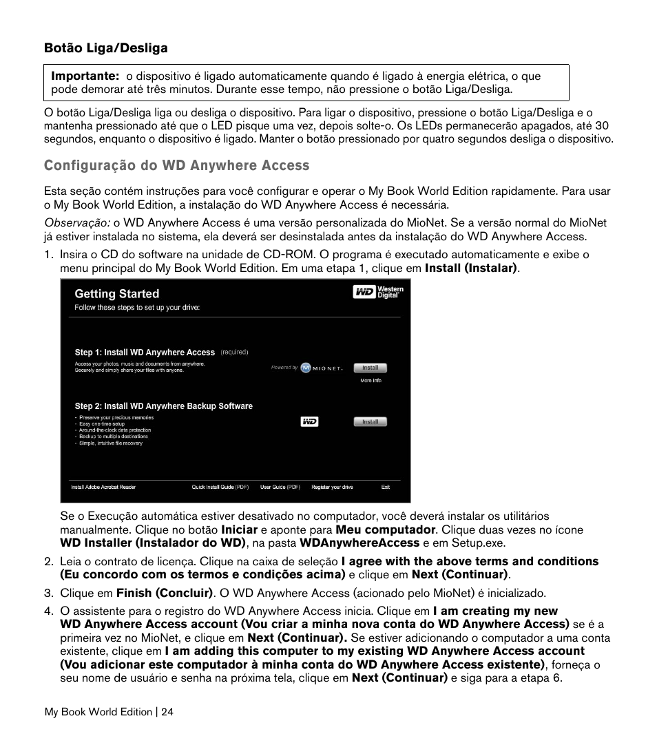 Configuração do wd anywhere access | Western Digital My Book World Edition II (blue rings) Quick Install Guide User Manual | Page 25 / 29