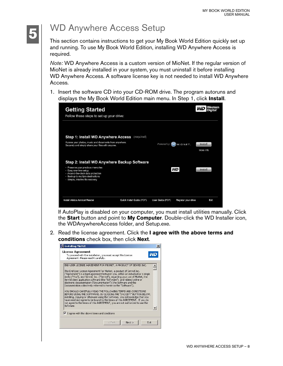 Wd anywhere access setup | Western Digital My Book World Edition II (blue rings) User Manual User Manual | Page 11 / 52