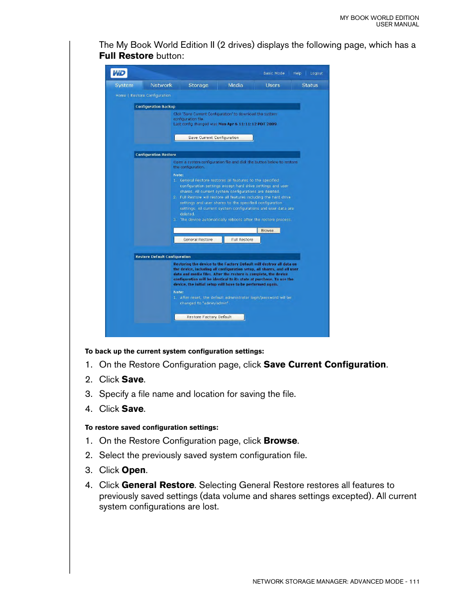 Western Digital My Book World Edition (white light) User Manual User Manual | Page 117 / 198