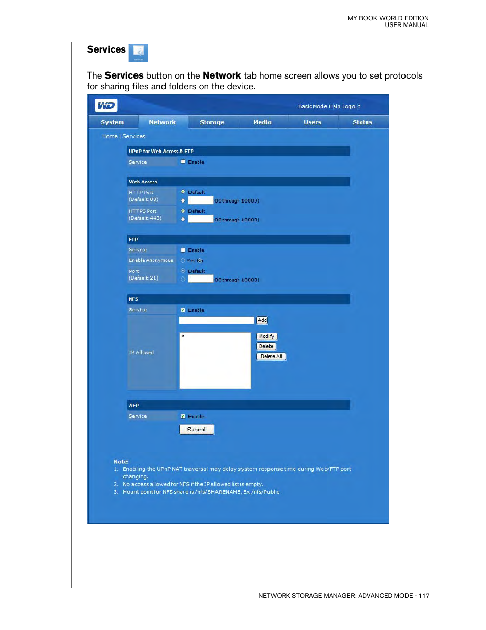 Services | Western Digital My Book World Edition (white light) User Manual User Manual | Page 123 / 198