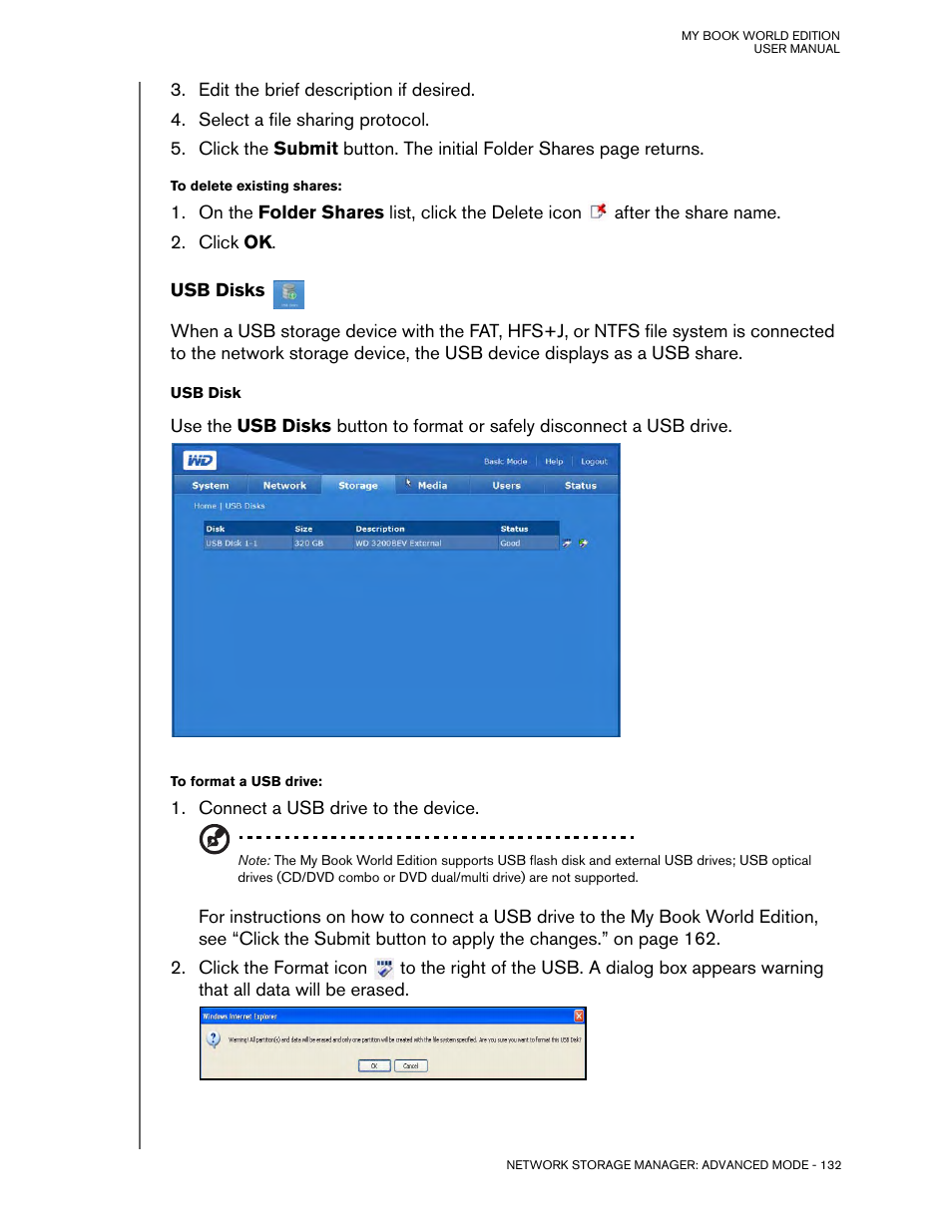 Usb disks, Usb disk | Western Digital My Book World Edition (white light) User Manual User Manual | Page 138 / 198