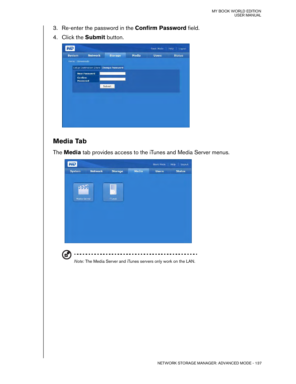 Media tab | Western Digital My Book World Edition (white light) User Manual User Manual | Page 143 / 198