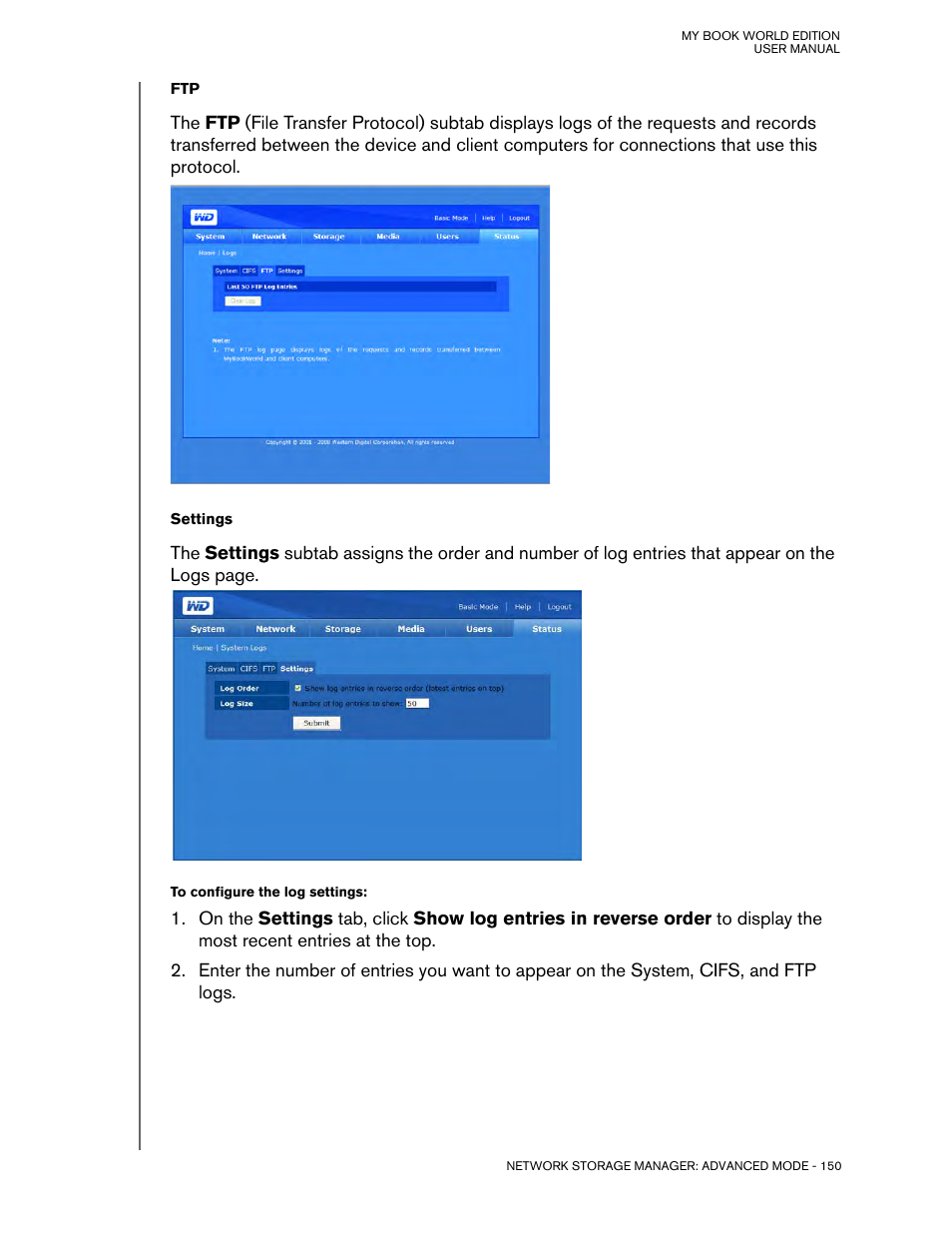 Settings | Western Digital My Book World Edition (white light) User Manual User Manual | Page 156 / 198