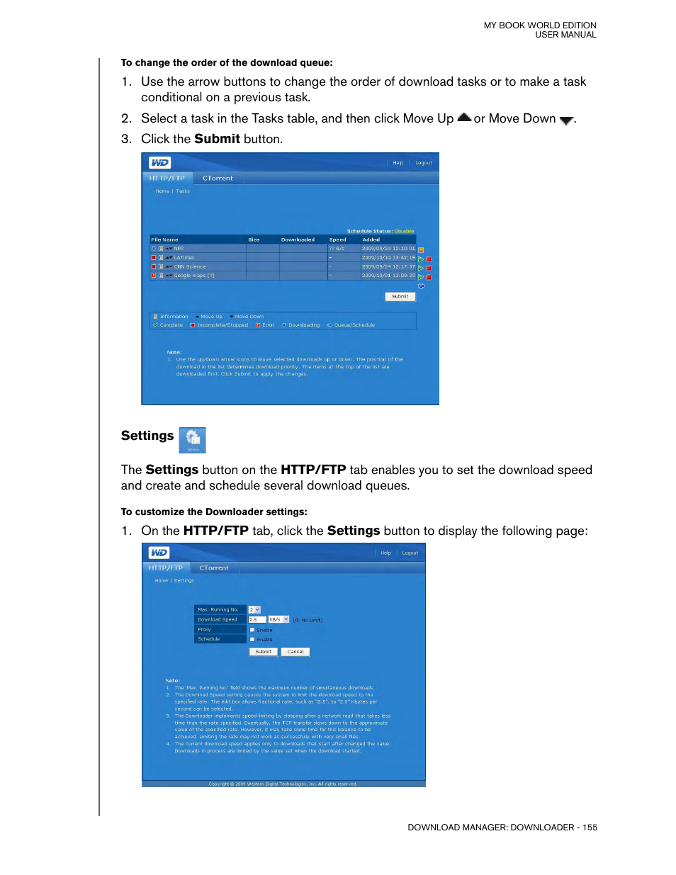 Settings | Western Digital My Book World Edition (white light) User Manual User Manual | Page 161 / 198