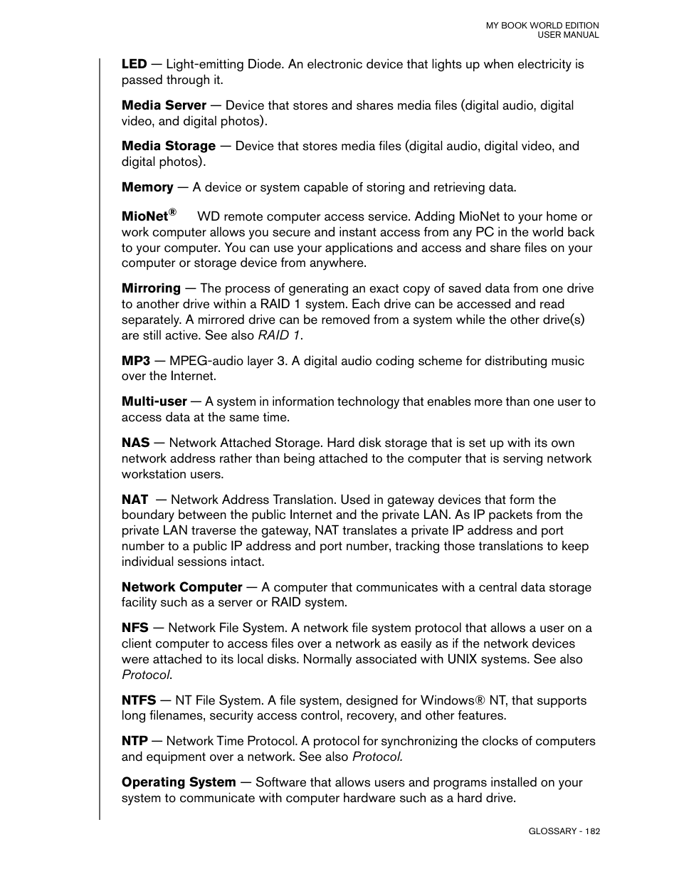 Western Digital My Book World Edition (white light) User Manual User Manual | Page 188 / 198