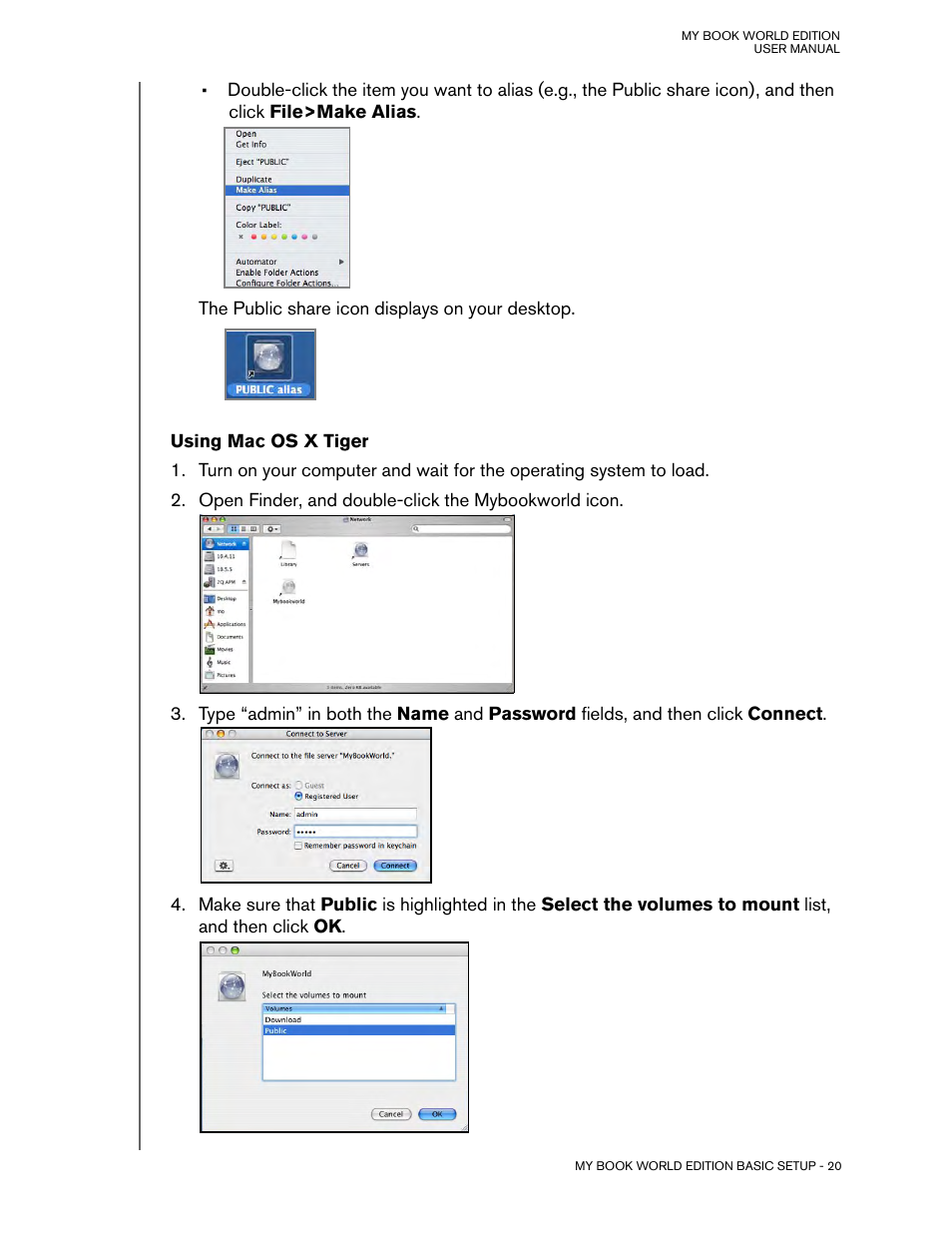 Using mac os x tiger | Western Digital My Book World Edition (white light) User Manual User Manual | Page 26 / 198