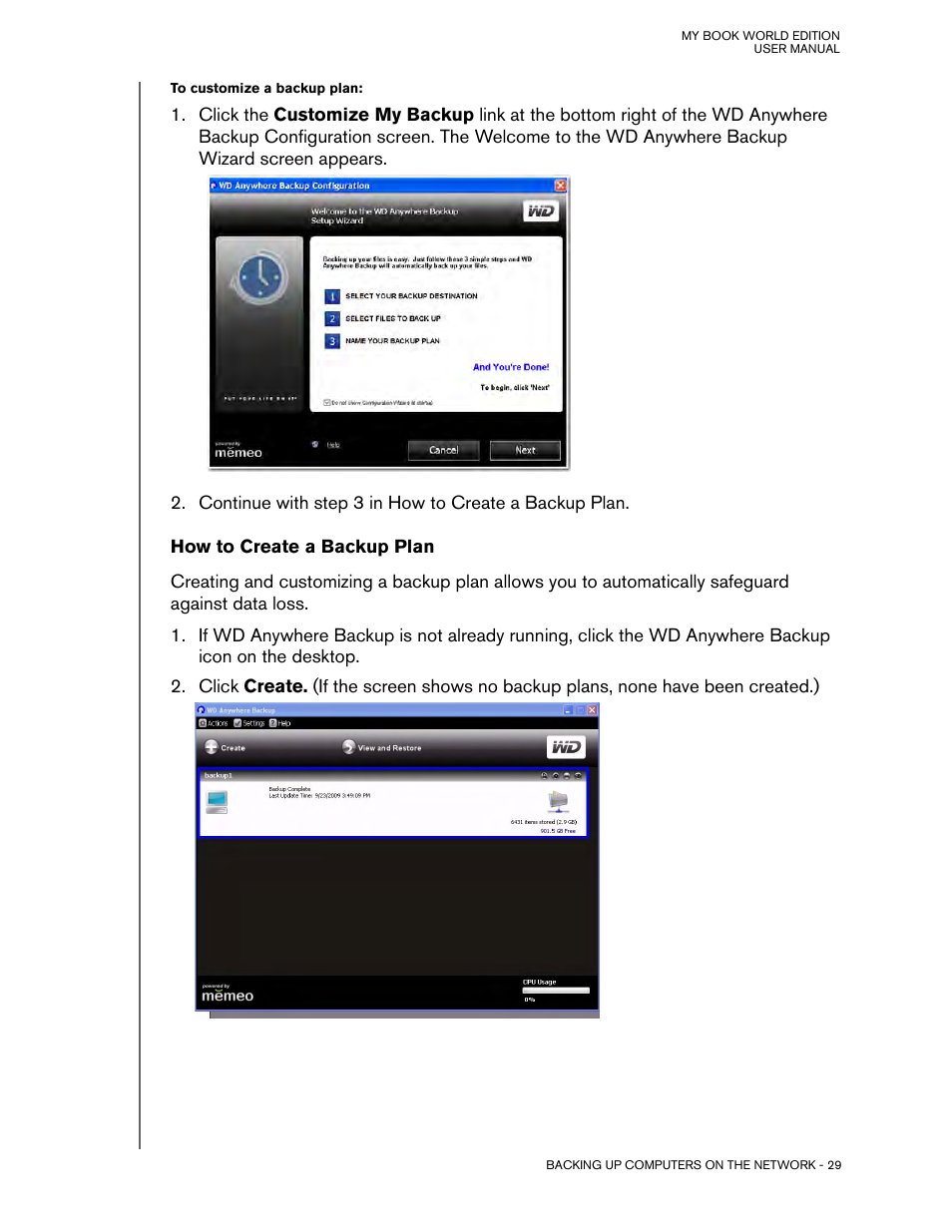 How to create a backup plan | Western Digital My Book World Edition (white light) User Manual User Manual | Page 35 / 198