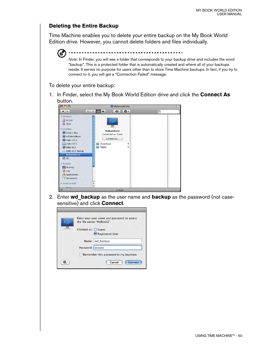 Deleting the entire backup | Western Digital My Book World Edition (white light) User Manual User Manual | Page 56 / 198