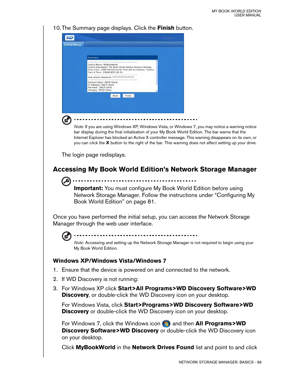 Windows xp/windows vista/windows 7 | Western Digital My Book World Edition (white light) User Manual User Manual | Page 92 / 198