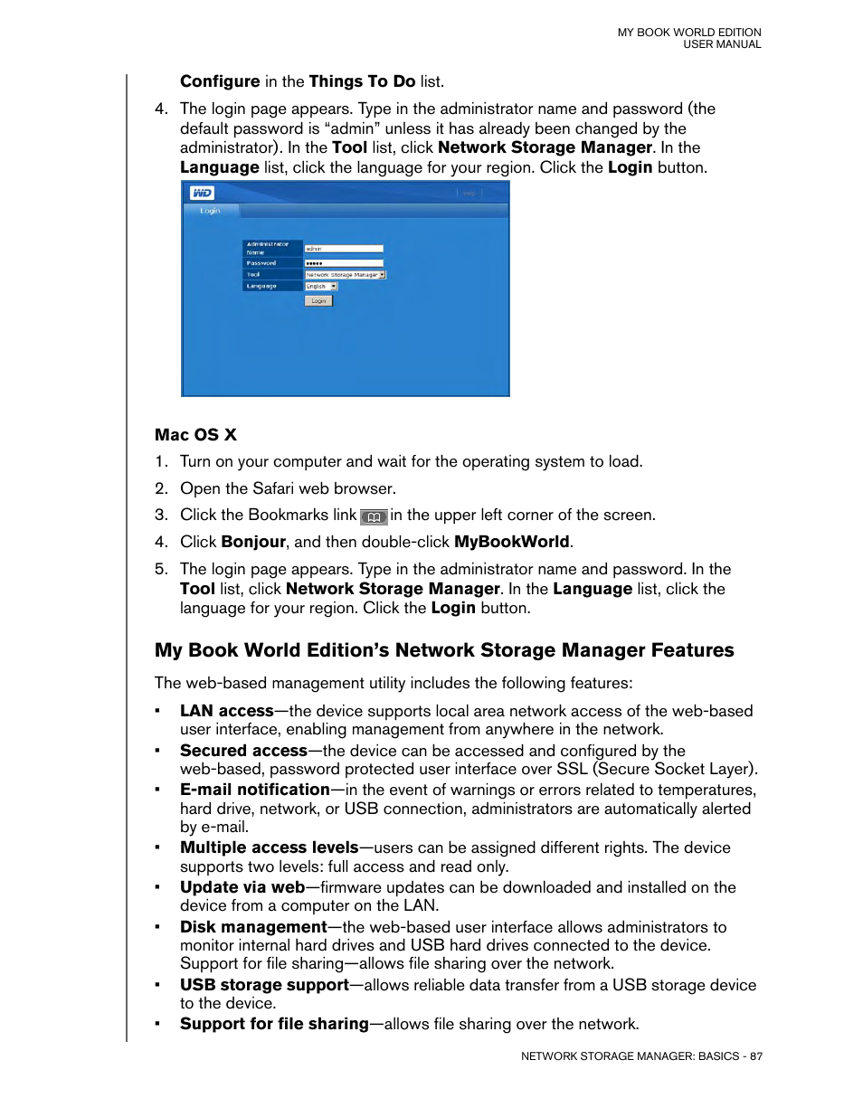 Mac os x | Western Digital My Book World Edition (white light) User Manual User Manual | Page 93 / 198