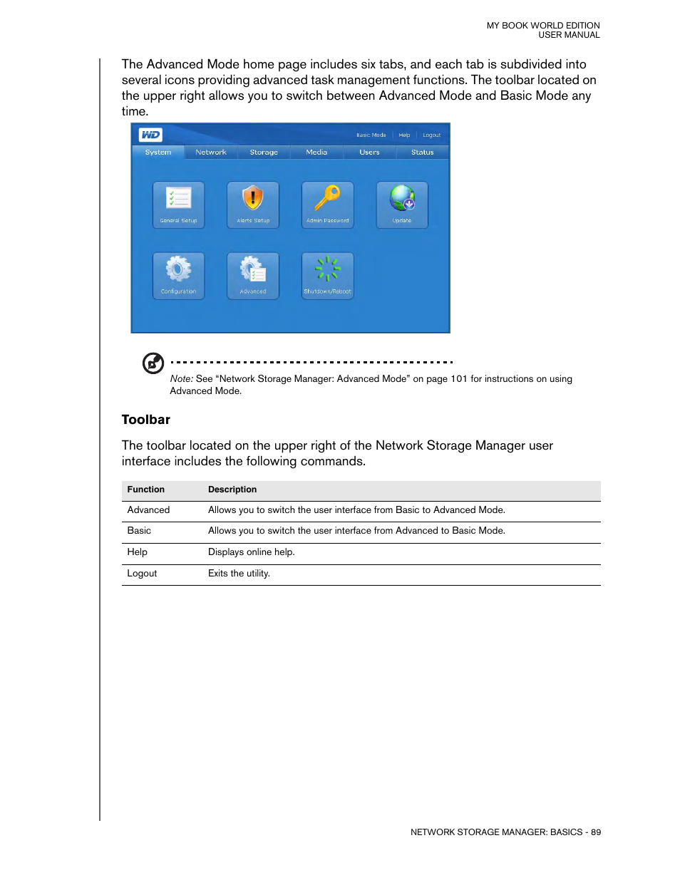 Toolbar | Western Digital My Book World Edition (white light) User Manual User Manual | Page 95 / 198