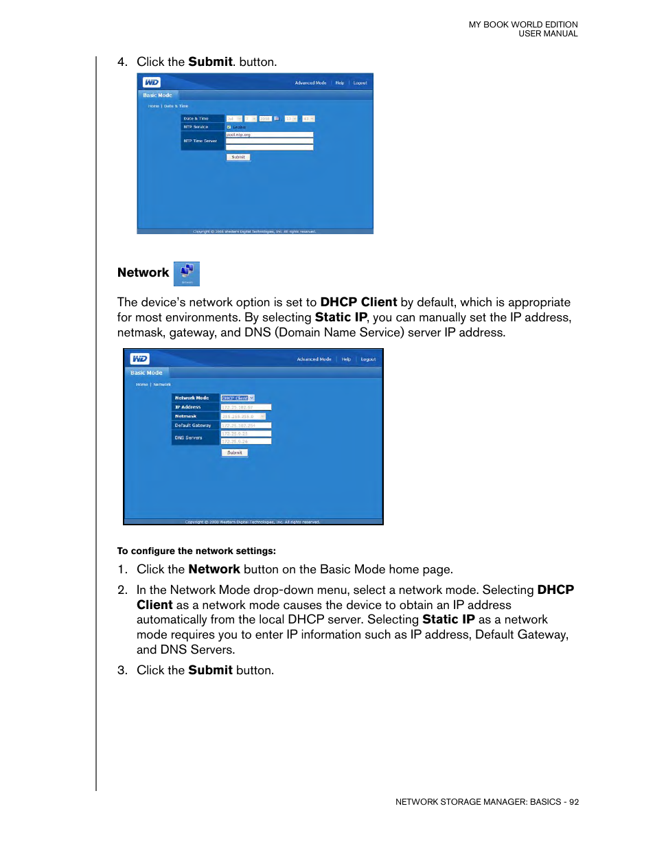 Network | Western Digital My Book World Edition (white light) User Manual User Manual | Page 98 / 198