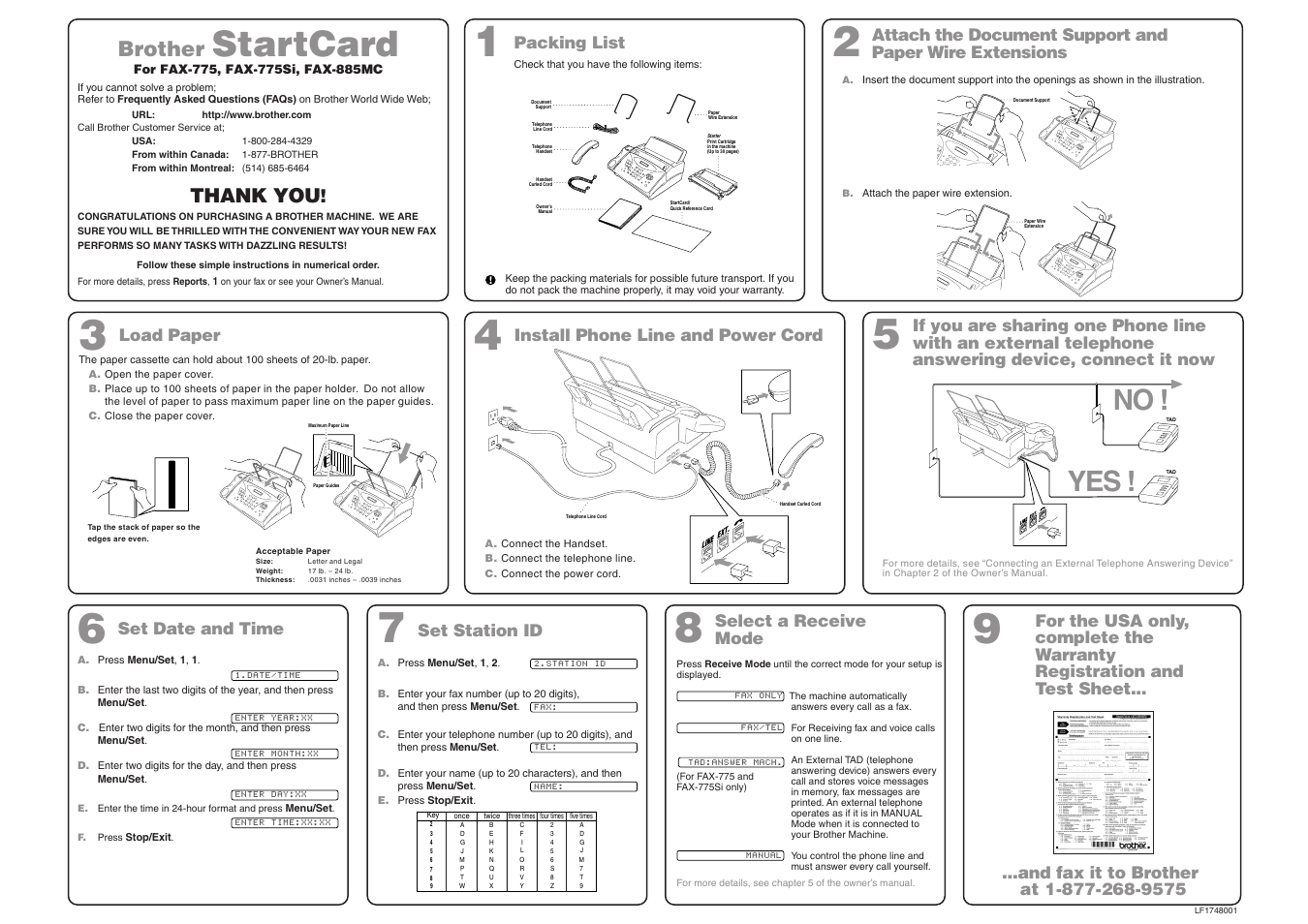 Brother LF1748001 User Manual | 2 pages