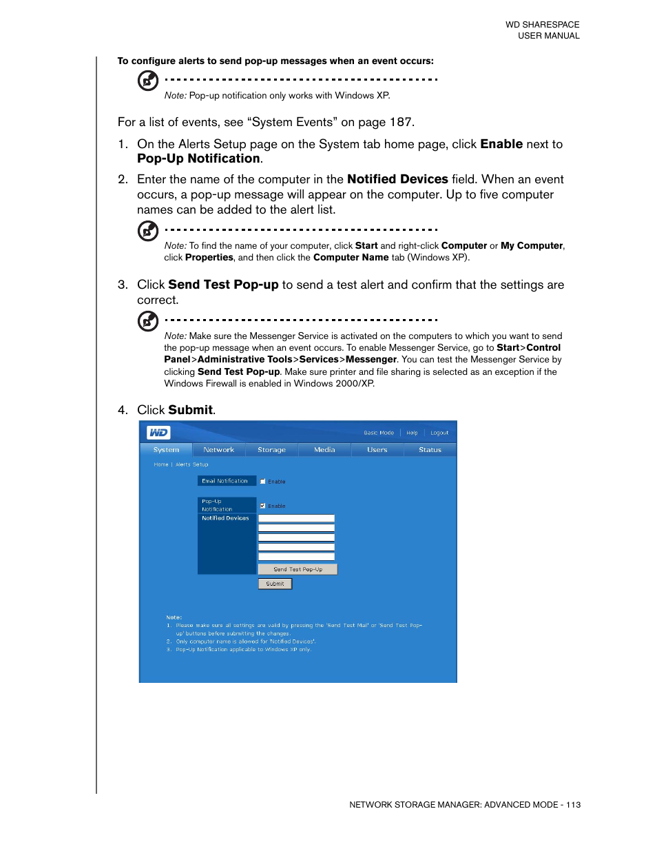 Click submit | Western Digital WD ShareSpace User Manual User Manual | Page 118 / 207