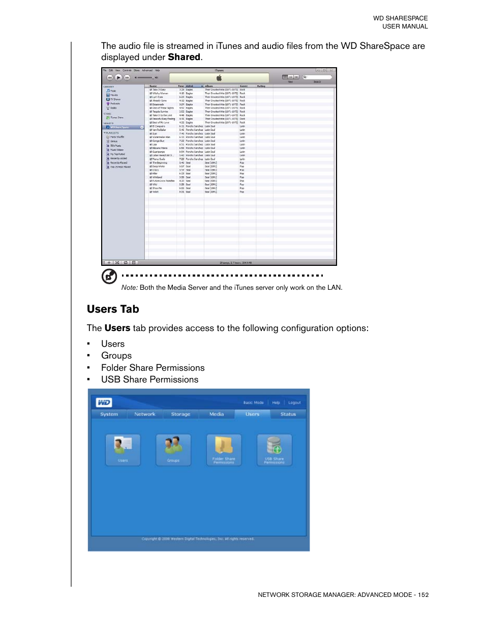 Users tab | Western Digital WD ShareSpace User Manual User Manual | Page 157 / 207