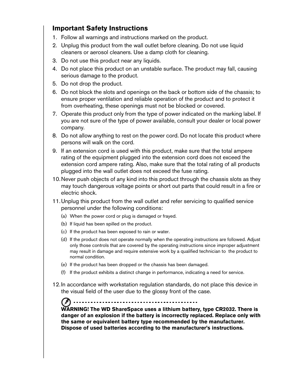 Important safety instructions | Western Digital WD ShareSpace User Manual User Manual | Page 2 / 207