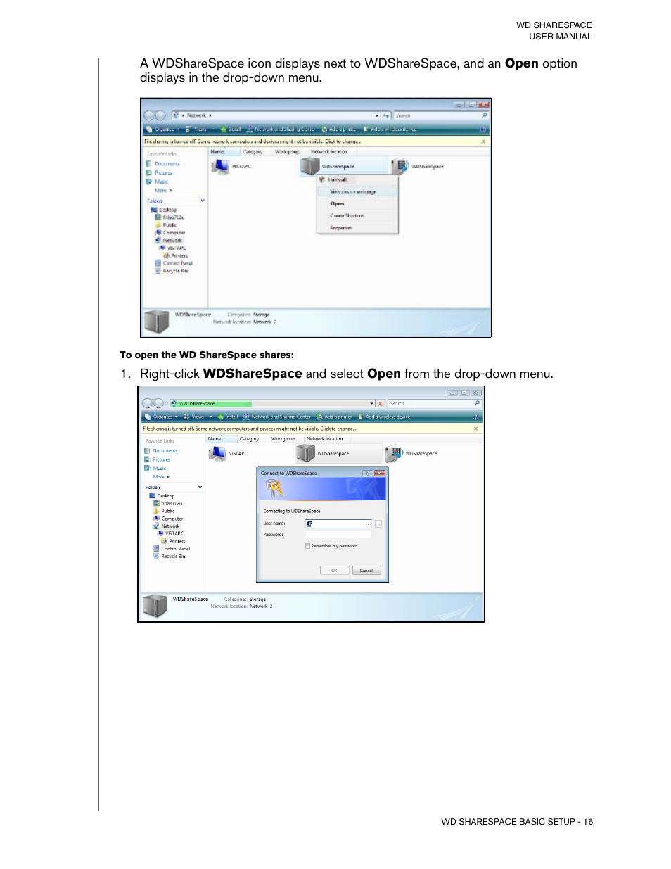 To open the wd sharespace shares | Western Digital WD ShareSpace User Manual User Manual | Page 21 / 207