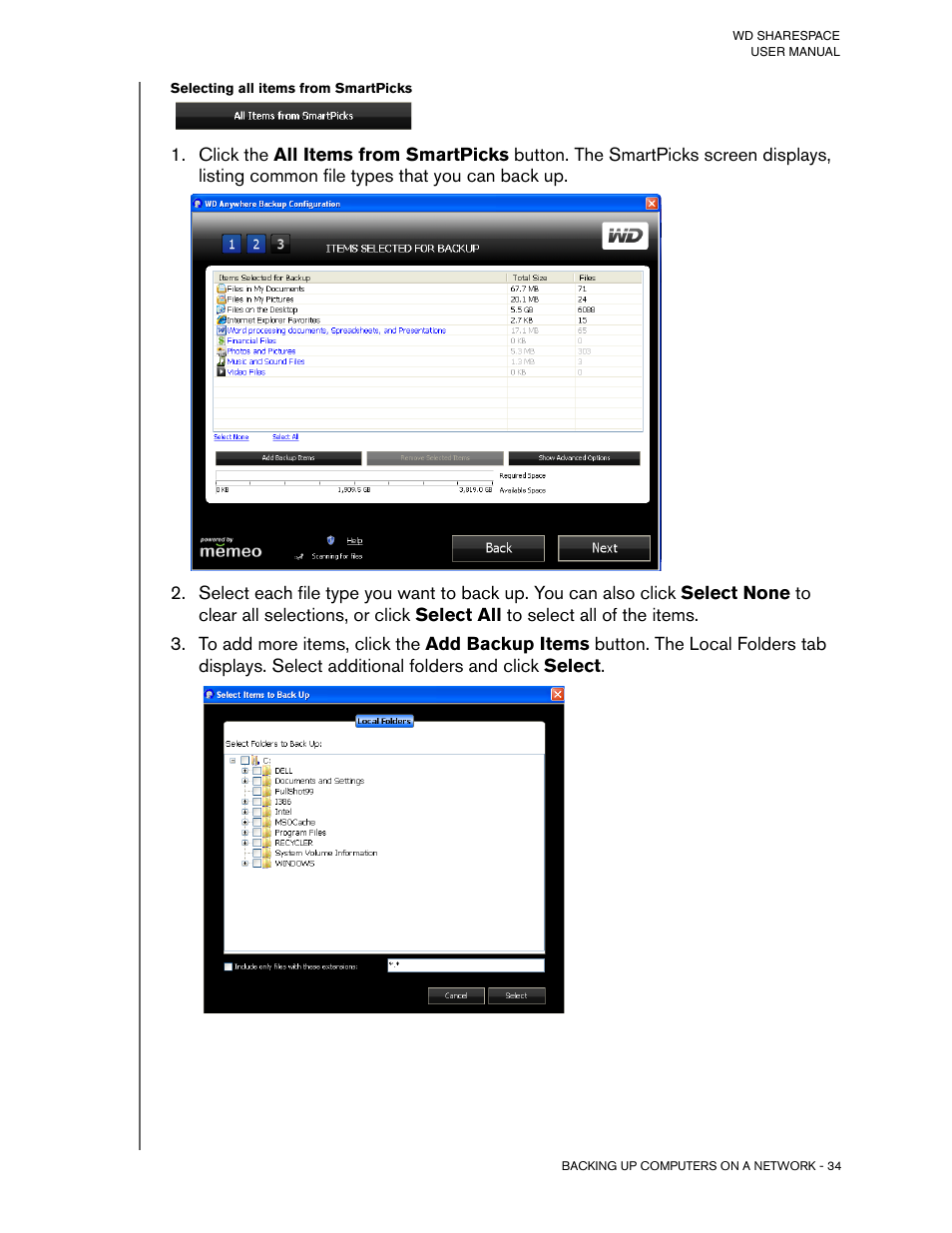 Selecting all items from smartpicks | Western Digital WD ShareSpace User Manual User Manual | Page 39 / 207