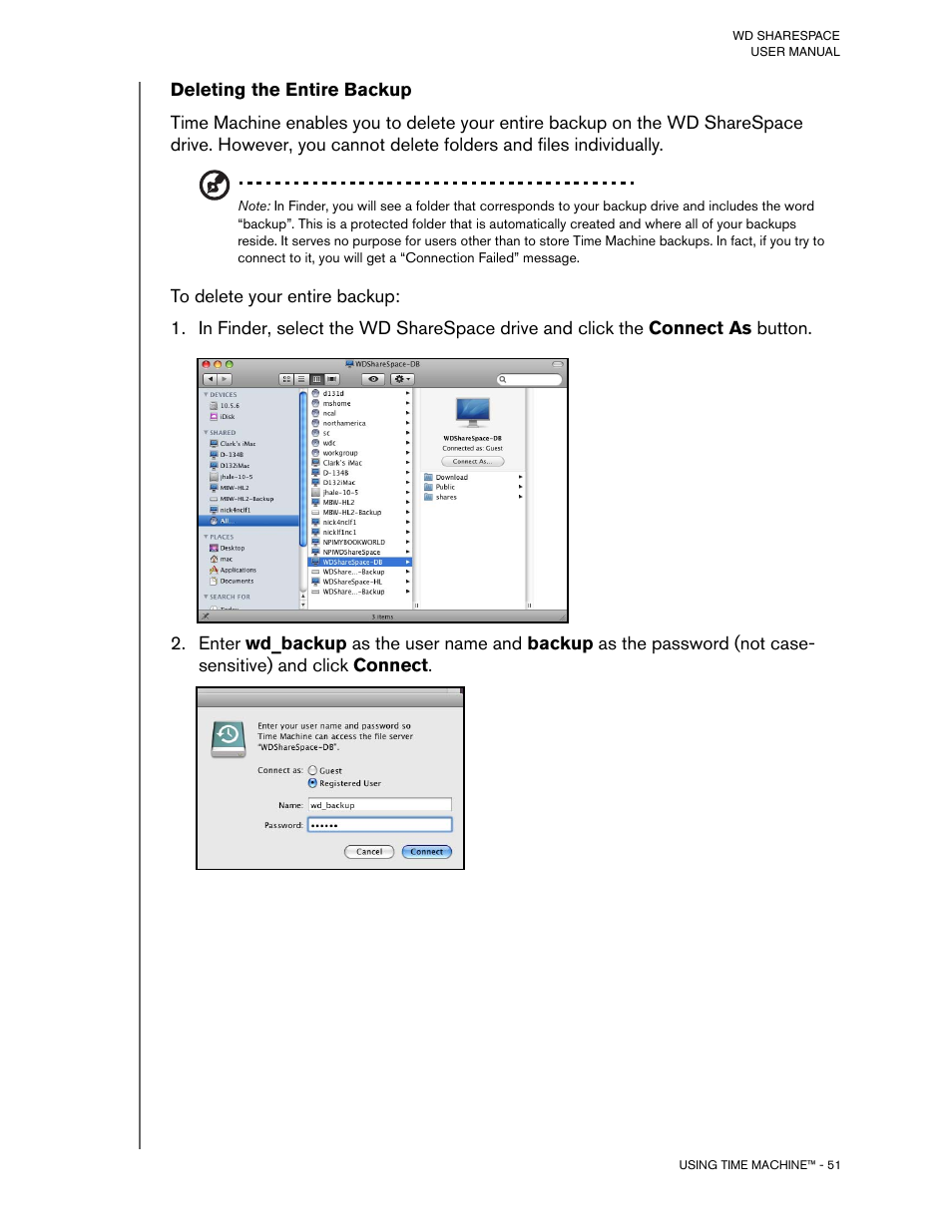 Deleting the entire backup | Western Digital WD ShareSpace User Manual User Manual | Page 56 / 207