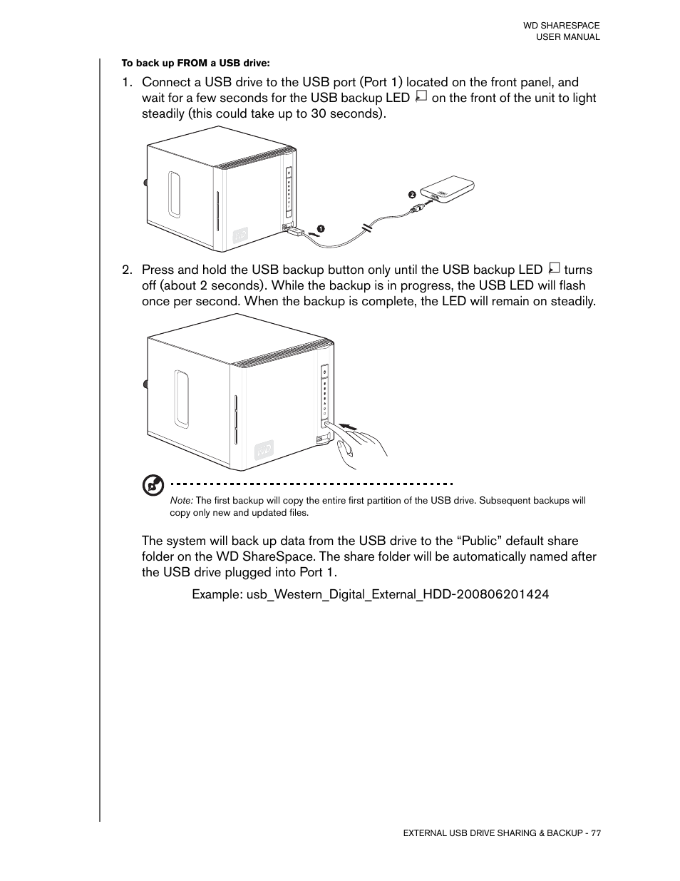 To back up from a usb drive | Western Digital WD ShareSpace User Manual User Manual | Page 82 / 207